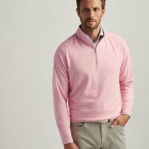 Men’s - PETER MILLAR Crown Comfort Quarter Zip Pullover In Dusty Rose - Size XL
